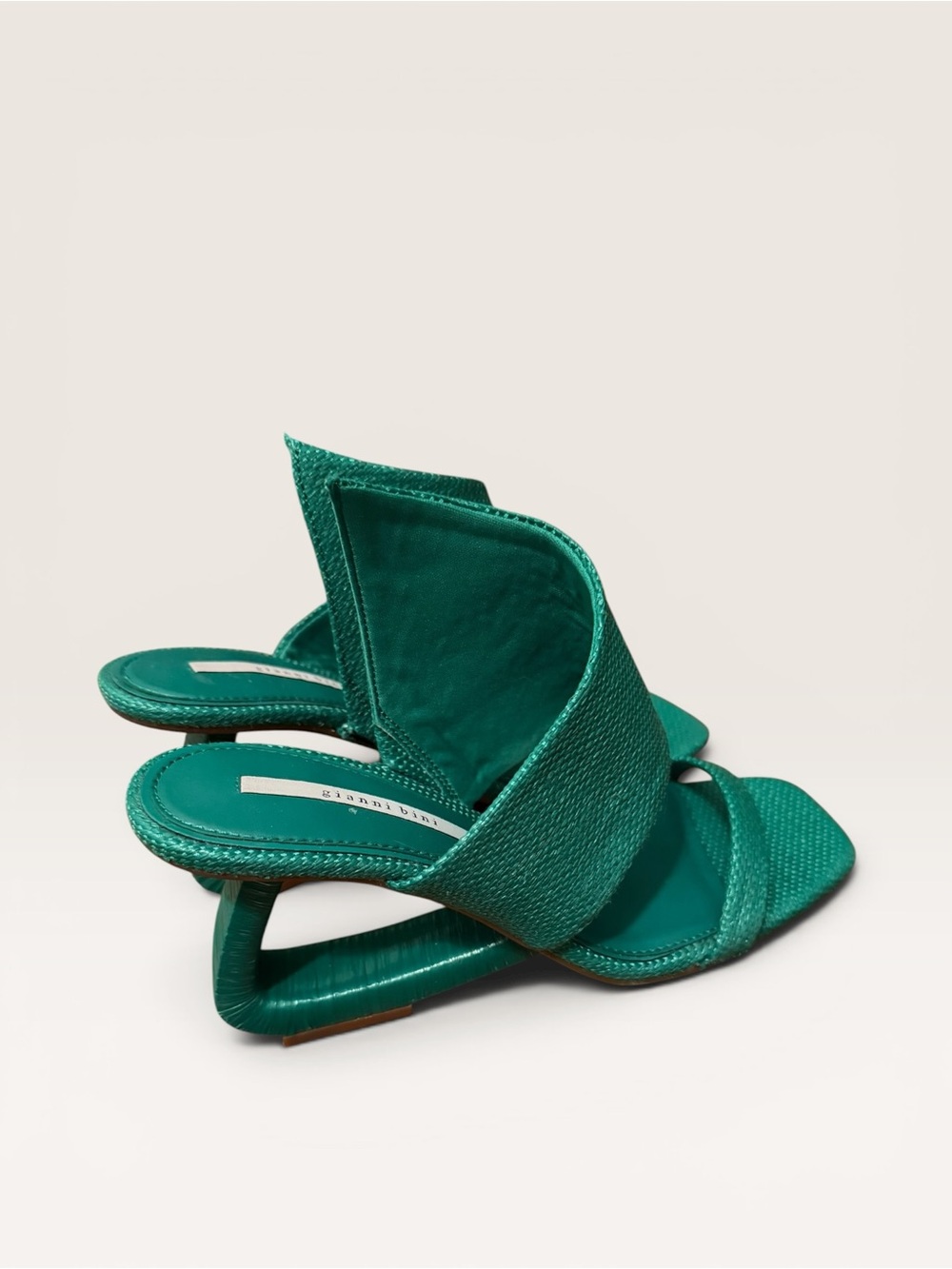 Gianni Bini Green Woven Heeled Sandals - Picture 6 of 8
